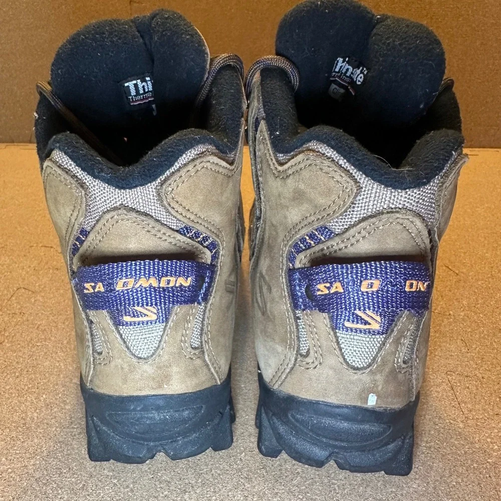 Salomon Mens Contagrip Thinsulate Winter Hiking Boots Brown‎ Blue Size 7.5